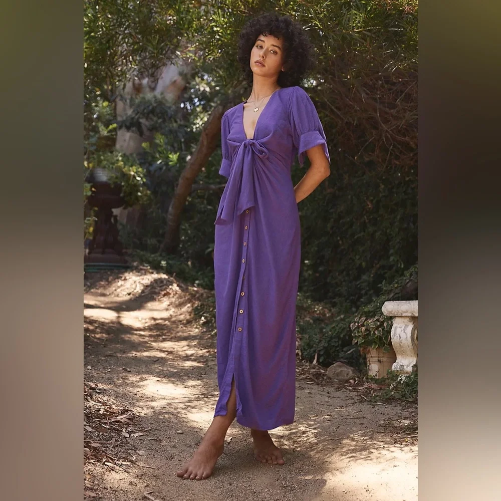 Free people vintage summer midi dress - purple - Picture 1 of 6